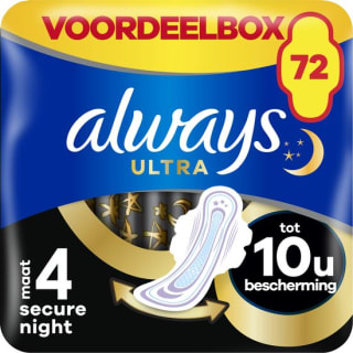 Always Ultra 72 x, Maandverband voor €12,99 bij Bol