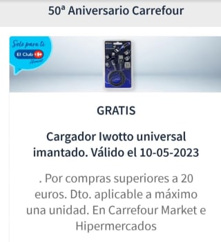 Regalo por compra de +20€ de cargador universal imantado
