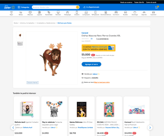 Disfraz Mascota Reno Perros Grandes Xxl por solo $5.000