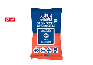 Gratis bij Jan Linders punten; Blue Wonder desinfectie reiniger doekjes