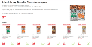 Alle smaken Johnny Doodle Chocoladerepen 1 + 1 gratis bij Plus