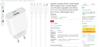 Cargador iPhone de 20W + dos cables de 2M por 9.98€