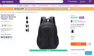 Mochila Masculina, modelo Executivo para Notebook - R$ 69,90
