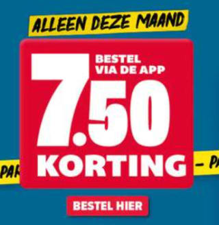 €7,50 korting op je eerste bestelling via de app bij Domino's