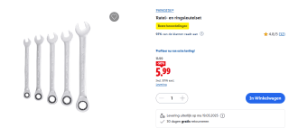 PARKSIDE® Ratel- en ringsleutelset Set: 5-delig voor €5,99 in de Lidl webshop