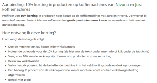 10% korting op koffiemachines van Nivona en Jura bij De Koffiethuiswinkel
