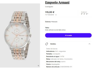 Reloj Cronografo de Hombre Emporio Armani por 115€