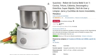 Suavinex - Robot de Cocina Bebé 5 en 1: Cocina, Tritura, Calienta, Descongela y Esteriliza por 47,49€