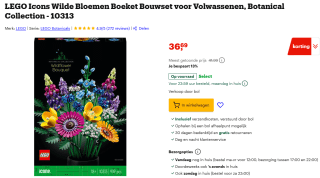 LEGO Icons Wilde Bloemen Boeket voor €36,69 bij Bol.