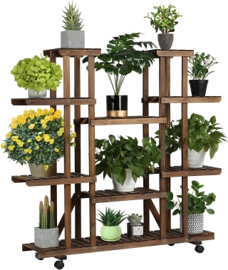 Estante Macetas de Madera con ruedas por 50,99€