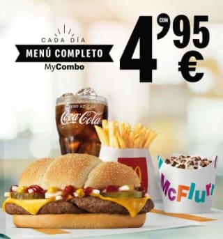 Menú completo My Combo por 4,95€ Mcdonalds