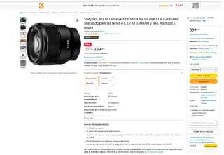 Teleobjetivo Sony SEL-85F18 por solo 399€