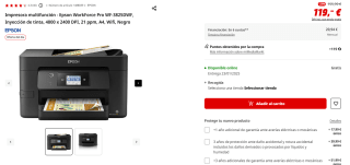 Impresora multifunción - Epson WorkForce Pro WF-3825DWF, Inyección de tinta por 119€