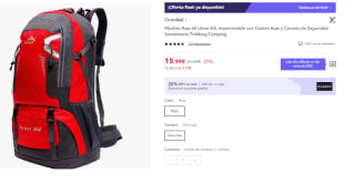 Mochila de Trekking de 60L Impermeable con Cierres de Asas y Correas de Seguridad por 11.2€