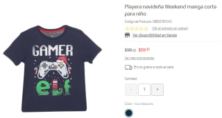 Playera Navideña Weekend para Niño por $69 en Suburbia