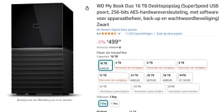 WD My Book Duo (2022) 16TB Zwart voor €499,99 bij Amazon