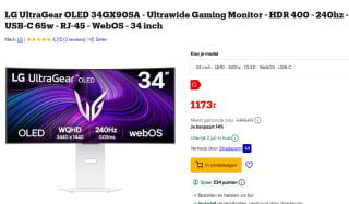 LG UltraGear OLED 34GX90SA-W Wit voor €1.016 bij Bol