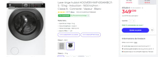 Lave-linge hublot HOOVER HWP 610AMBC/1-S - 10 kg à 349,99€