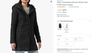 ONLY Onlsedona Boucle wollen dames jas voor €27 bij Amazon