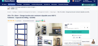 Étagère Charge lourde Songmics GLR30Q - Capacité de 650kg à 32,99€