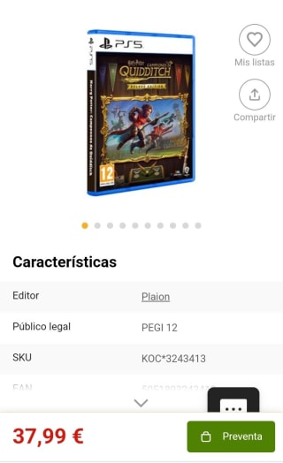 Harry Potter:Campeones de Quidditch Deluxe Edition PS5 por 37,99€ (socios)