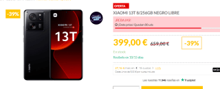 Smartphone Xiaomi 13T 8/256GB por 399€