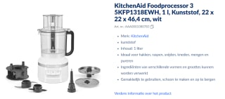 KitchenAid Classic Foodprocessor 3,1L Wit voor €114,95 bij de Makro