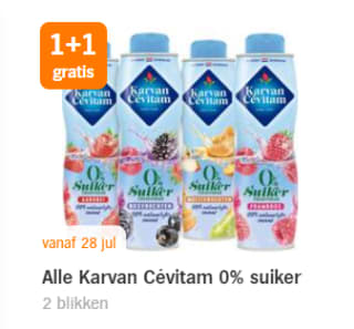 Alle Karvan Cévitam 0% suiker 1+ 1 gratis bij de AH