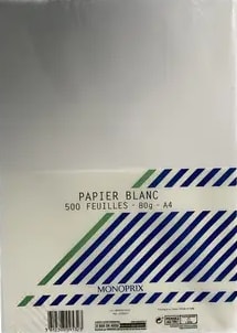 Ramette papier A4 Monoprix - x500 à 2,99€