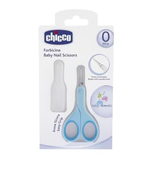 Tijeras Chicco de bebé con borde de seguridad color azul por solo 3,50€