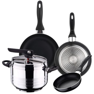 Pack de Olla a presión 5L SAN IGNACIO Premium Duna +juego de 3 sartenes por solo 23,09€