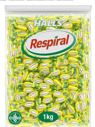 Bolsa de 1kg de Halls Respiral - Caramelos Duros Sabor Limón y Mentol por 5,22€
