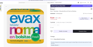 Salvaslip Normal Fresh en Bolsitas 20 unidades por 0,60€