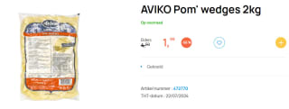 2 kg Aviko Pom' wedges (aardappelschijfjes) voor €1,99 bij Butlon