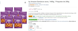 7 Paquetes de 200g de Damáscos secos por 10.45€