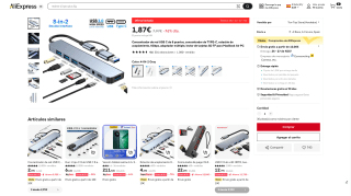 Concentrador de Red USB C de 8 Puertos por 1,87€