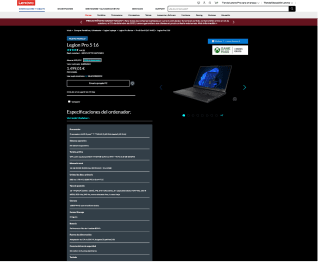 Portátil Legion Pro 5 16" WQXGA 240Hz Ryzen 7 7745HX 16GB 1TB SSD por 1,499,01€