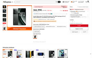 Móvil Realme GT 6 5G 12GB RAM por 361,99€