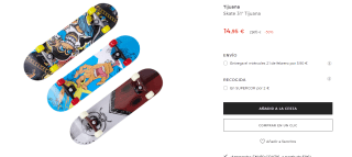 Mini skate 17'' Tijuana por 7,45€ más en descripción