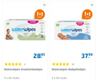 1+1 gratis op Waterwipes babydoekjes bij Trekpleister