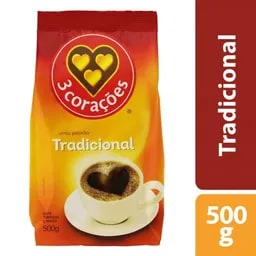Café da marca 3 Corações Tradicional e Moído - R$ 15,99