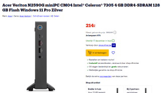 Acer Veriton N2590G CM04 mini PC voor €214 bij Bol