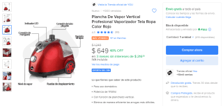 Plancha De Vapor Vertical Profesional por $649 en Mercado Libre