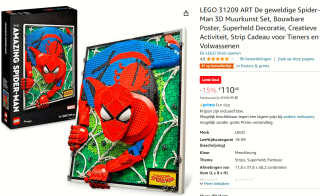 LEGO ART De geweldige Spider-Man- 31209 voor €110,48 bij Amazon