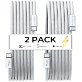 2-Pack nylon gevlochten USB C-kabel met ultrasnel opladen LISEN 60 voor €7.32 bij Amazon