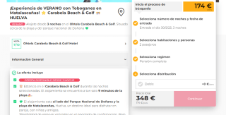 Matalascañas 3 dias pensión completa desde solo 58€