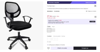 Silla de Oficina Giratoria Ajustable Con Reposabrazos por 37.79€ (Cuenta Nueva 27.79€)