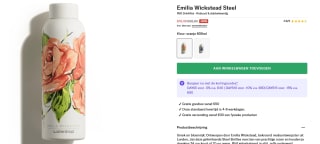 50% Korting op de Emilia Wickstead Steel RVS Drinkfles bij Waterdrop