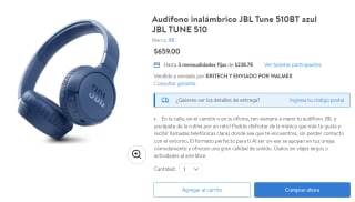 Audífonos JBL Tune 510BT a $659 en Walmart