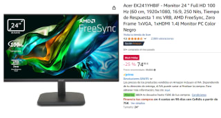 Monitor 24 " Full HD 100 Hz Acer EK241YHBIF por 74.9€